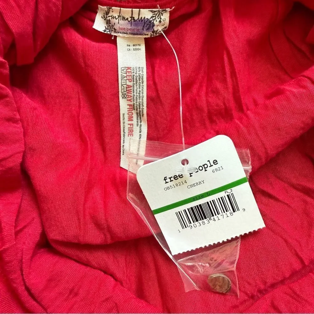 Free People Daydream Red Lace Dress NEW Large Open Back - Picture 3 of 10
